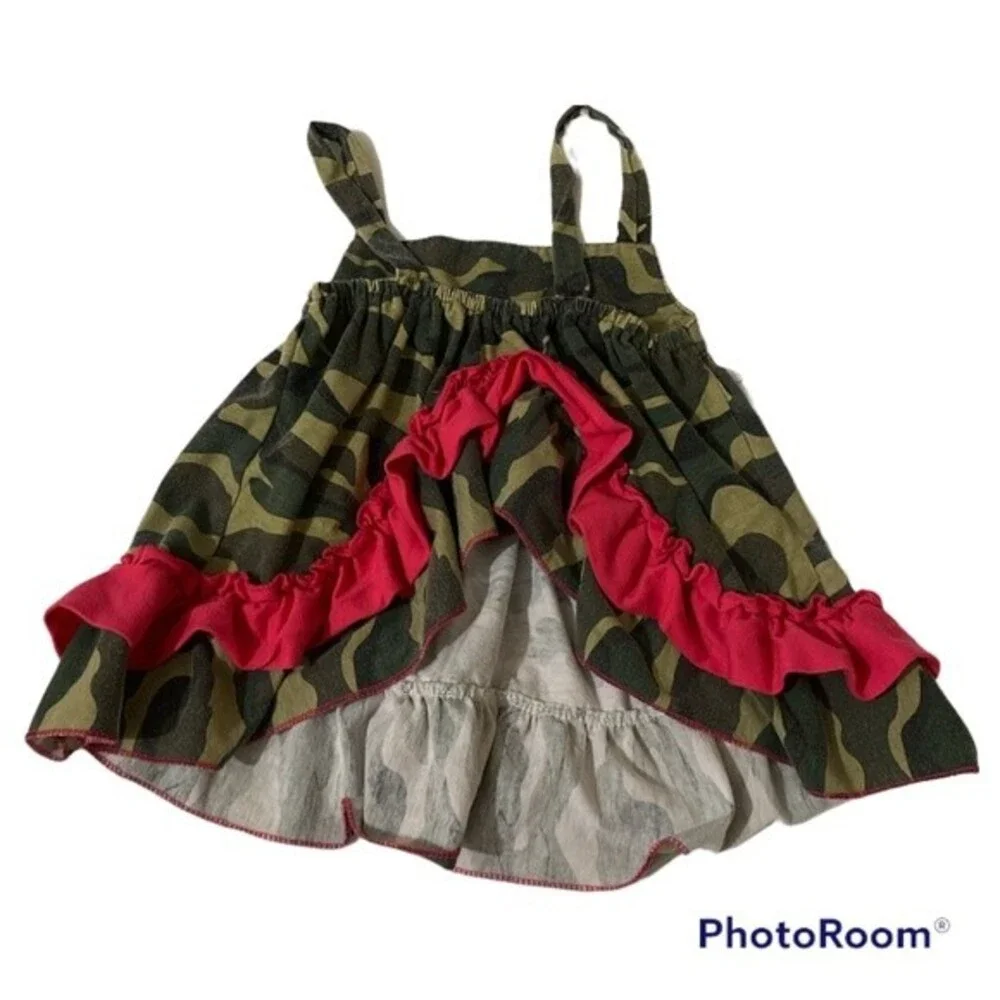 Toddler's Camo Stretch Tiered Dress Tunic Diaper Cover Short Set Size L 18 mo